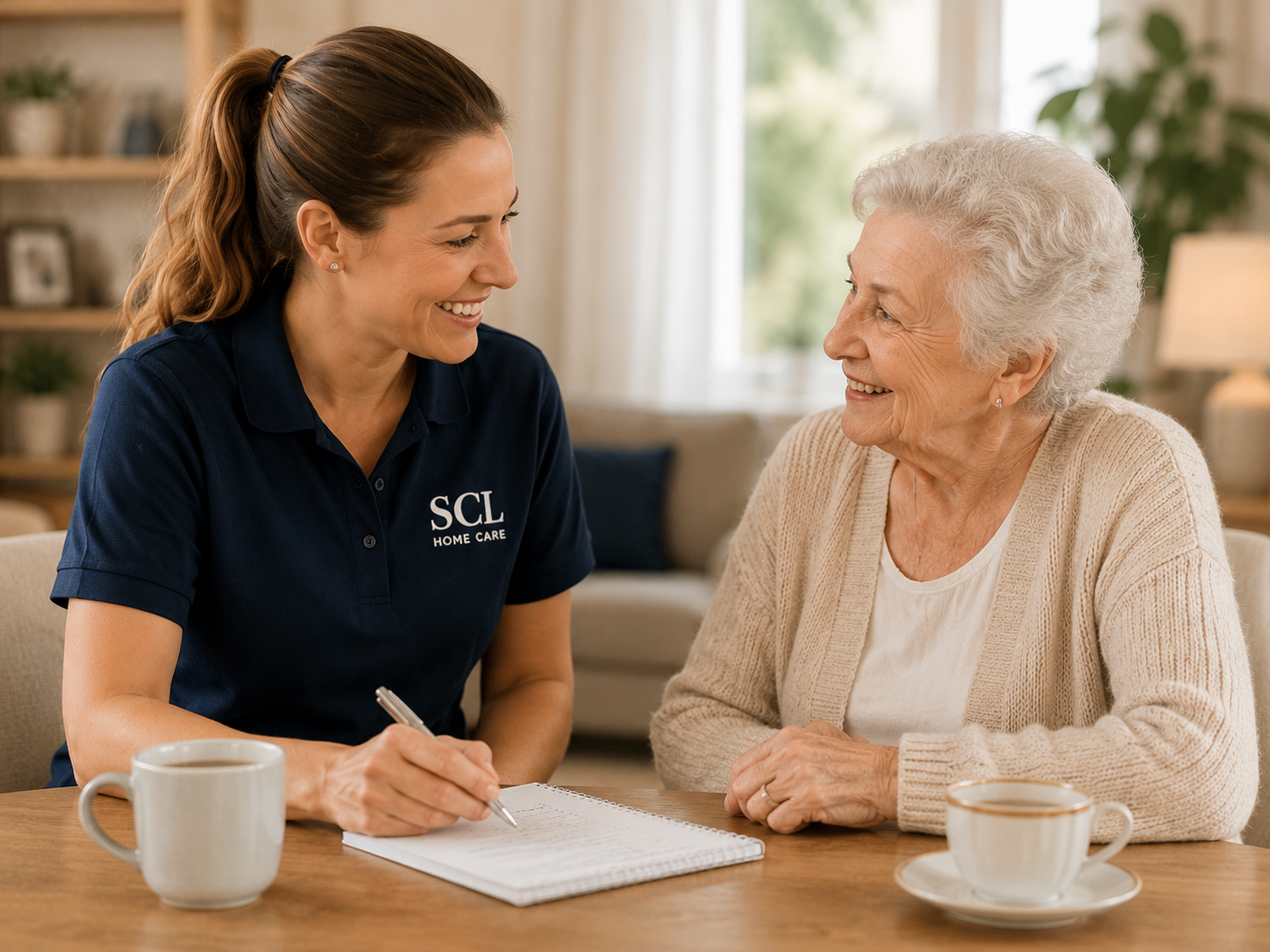 An SCL Home Care worker supporting a client at home